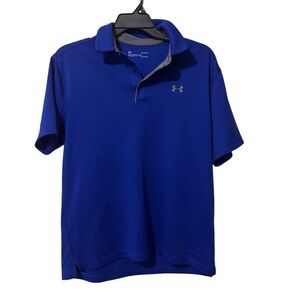 Under Armour HeatGear Polo Shirt Blue Short Sleeve Men’s Large Athletic